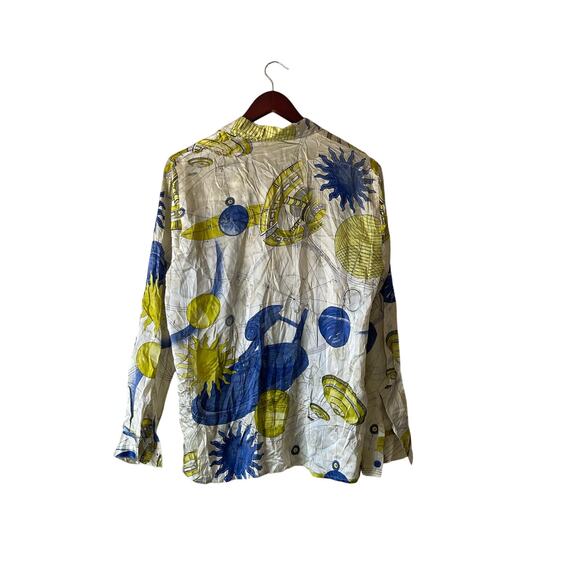 Vintage sun and moon celestial silk long sleeve button up - Picture 3 of 8